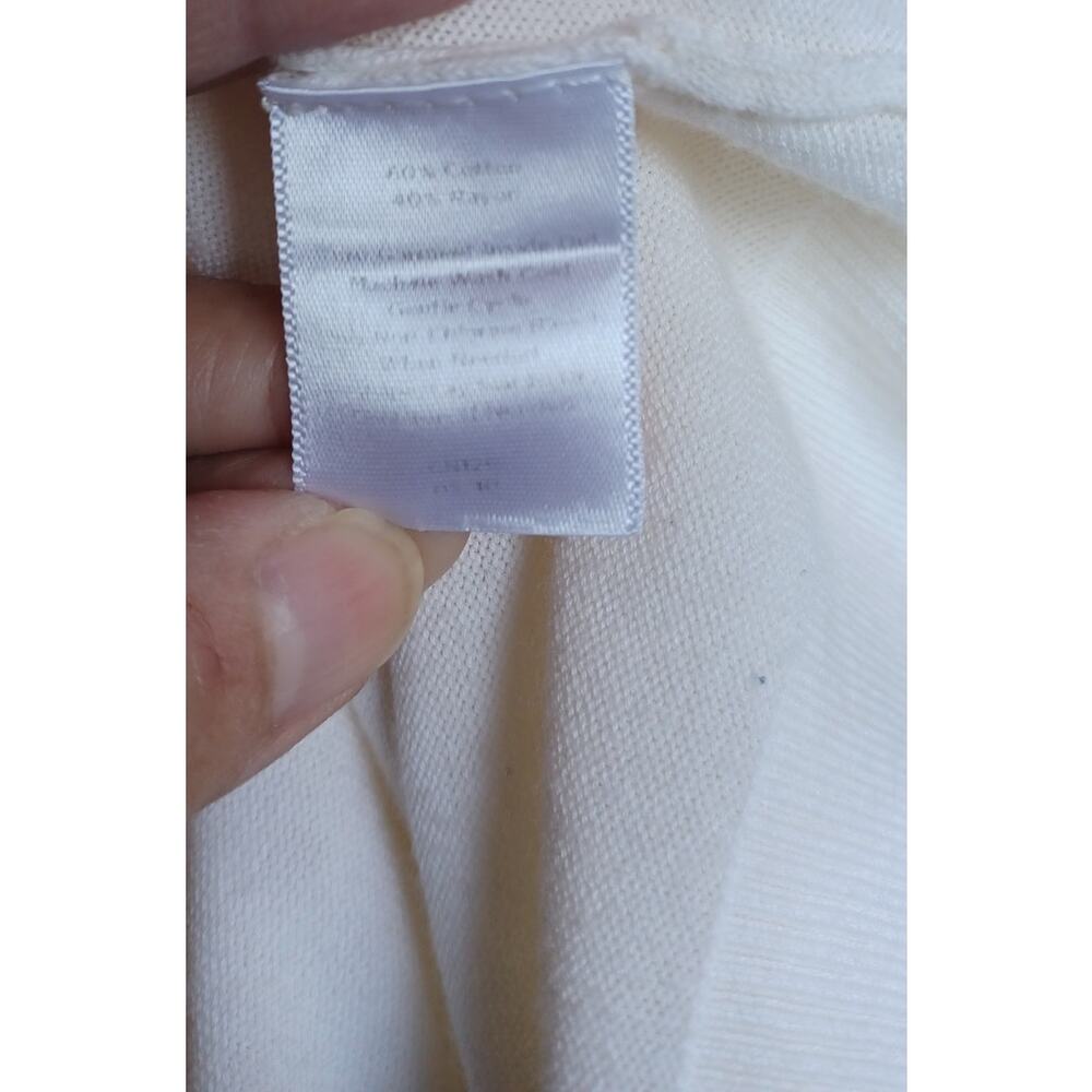 Talbots Petites Cream Beaded Cardigan Sweater White Ivory Button Front Size S - Picture 8 of 9